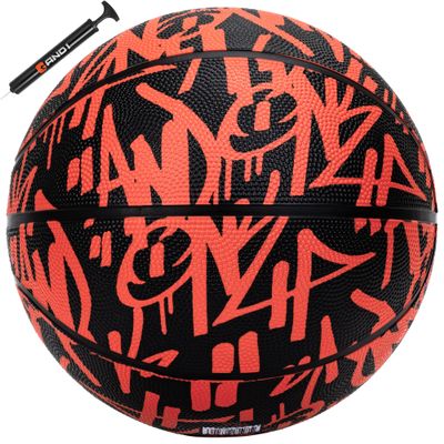 AND1 Fantom Graffiti 28.5 Rubber Basketball - Intermediate Streetball for Indoor/Outdoor Play, Size 6 Includes Pump