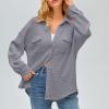 Womens Fashion Fall Outfits Casual Jackets Long Sleeve Button Down Shirts Soft Knit Sweaters Pullover Loose Fit Blouse Gray view 2