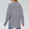 Womens Fashion Fall Outfits Casual Jackets Long Sleeve Button Down Shirts Soft Knit Sweaters Pullover Loose Fit Blouse Gray view 4