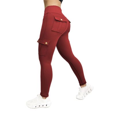 ZYXTIM Women's Cargo Leggings Pants High Waisted Slim Fit Running Sports Yoga Pants Plus Size Lightweight Quick Dry Gym Fitness Tracksuit Bottoms PetiteRed3X-Large