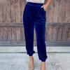 ZYXTIM Luxury Velour Trousers for Women UK Elastic Waist Soft Comfy Warm Casual Pants Drawstring Loose Yoga Sweatpants Tracksuit BottomsBlueLarge view 2