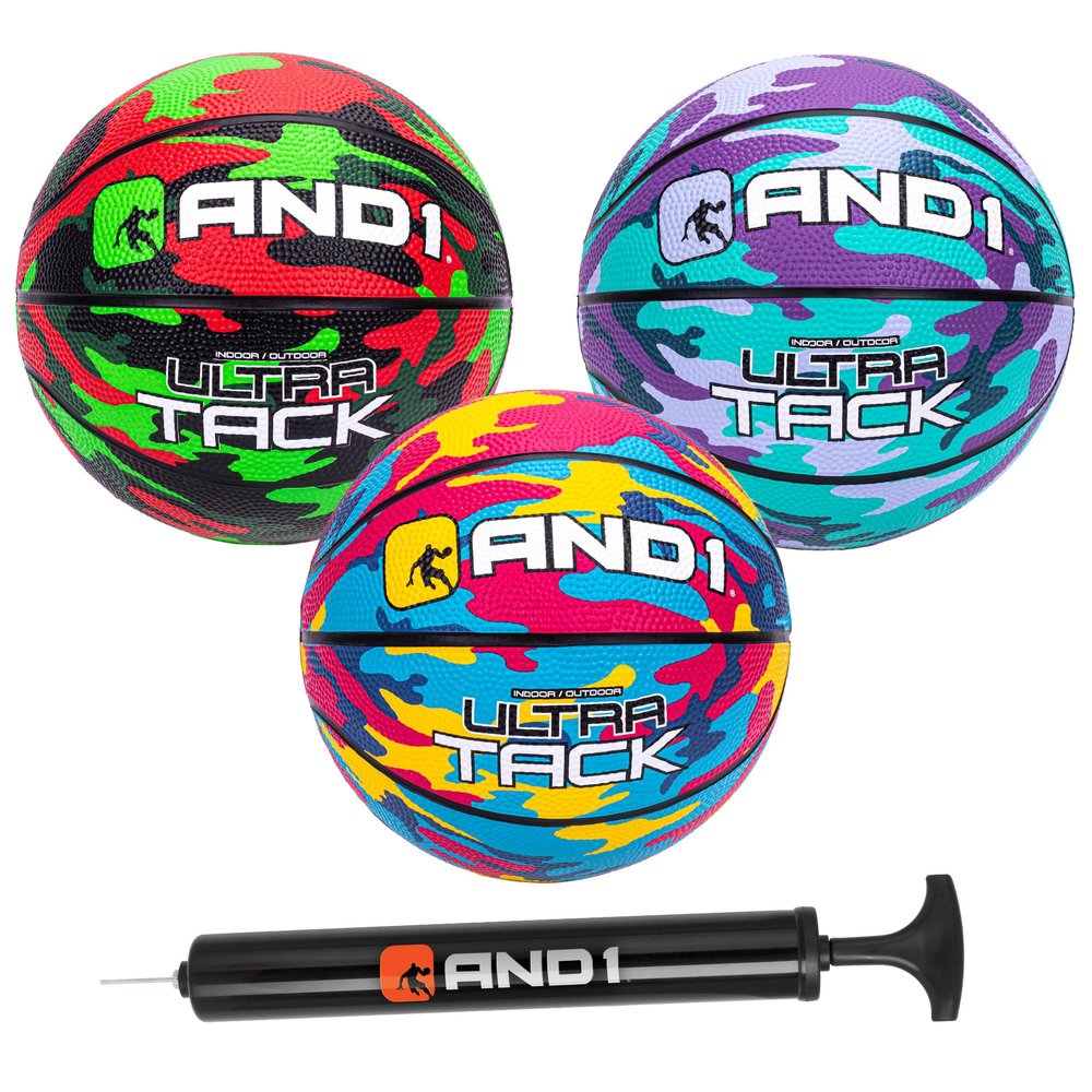 AND1 Mini Basketball 3 Pack Set for Kids (Deflated w/Pump Included): - Size 3 7-Inch Premium Youth Size Basketballs, Easy to Grip, Made for Indoors and Outdoors