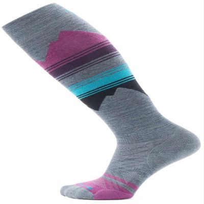 Smartwool Womens Ski Targeted Cushion Pattern Over The Calf Socks Pewter Blue Medium