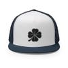 RIVEMUG Blacken Clover Flat Bill Trucker Hat High Crown Adjustable Four Leaf Lucky Cap view 2