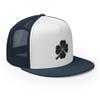 RIVEMUG Blacken Clover Flat Bill Trucker Hat High Crown Adjustable Four Leaf Lucky Cap view 4