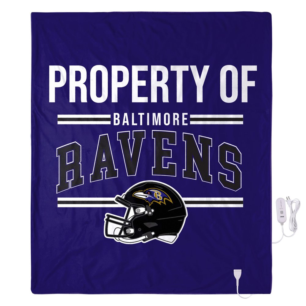 FOCO NFL Exclusive Heated Blanket, 50 x 60, Baltimore Ravens