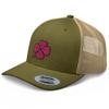 RIVEMUG Pink Clover Curved Bill Trucker Hat Mid Crown Adjustable Four Leaf Lucky Cap view 1