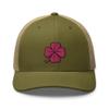 RIVEMUG Pink Clover Curved Bill Trucker Hat Mid Crown Adjustable Four Leaf Lucky Cap view 2