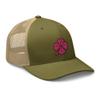 RIVEMUG Pink Clover Curved Bill Trucker Hat Mid Crown Adjustable Four Leaf Lucky Cap view 4