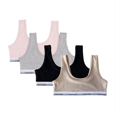 Calvin Klein Kids Girls' Modern Cotton Bralette 4-Pack, Crystal Pink/Heather Grey/Nude/Black, Small