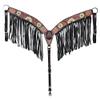 HILASON Western Horse Floral Hand Painted American Leather Breast Collar Fringes Brown