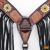 HILASON Western Horse Floral Hand Painted American Leather Breast Collar Fringes Brown view 2