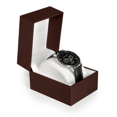 Prestige & Fancy Premium Brown Watch Gift Box with Pillow  Single Watch case Storage Box PU Wristwatch Display Case Organizer for men and women for Christmas, Birthdays, Anniversary (Brown)