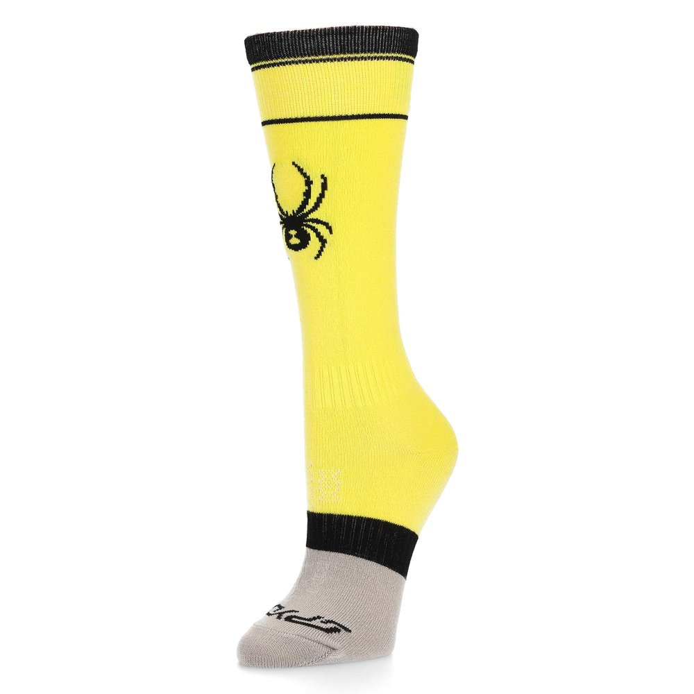 Spyder Boy's Youth Bug Liner Ski Socks, Acid Yellow, Small