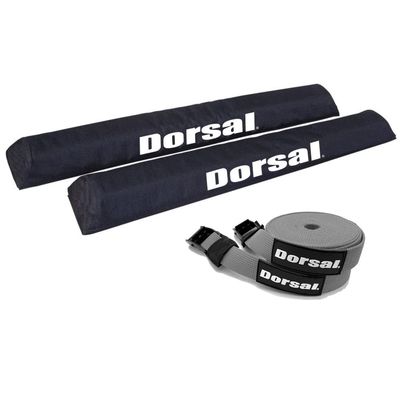 DORSAL Aero Roof Rack Pads with 15 ft Surf Straps - Pack of 4 for Car Surfboard Kayak SUP Long Polyester 28" Inch Grey