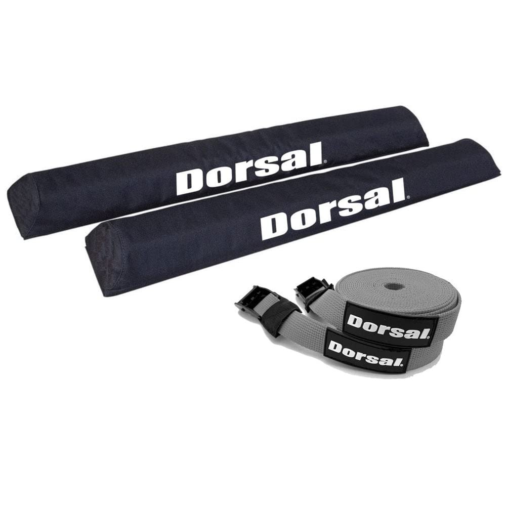DORSAL Aero Roof Rack Pads with 15 ft Surf Straps - Pack of 4 for Car Surfboard Kayak SUP Long Polyester 28" Inch Grey