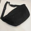 Crossbody Bag Fanny Pack for Women Men, Corduroy Waist Pack Large Chest Bag with Adjustable Strap for Workout Travel Sports Running (Black-1) view 3