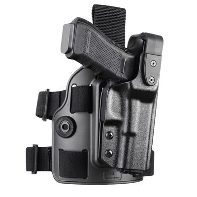 GUN & FLOWER Drop Leg Holster, Fits Glock 17/19 (Gen1-5), 22/23 /31/32 (Gen1-4), 19x /44/45, Level II Retention Duty Kydex Pistol Holster, Adjustable Strap & Ride Hight, Right Hand