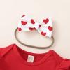 Baby Girl Christmas Outfit Long Sleeve Romper Onesie Deer Plaid Suspender Skirt Set Cute Fall Winter Clothes (Red-Elephant Love Heart, 3-6 Months) view 4