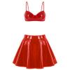 Zaldita Women's Rave Outfits Leather Sets Festivals 2 Pcs Wetlook Tops with Skirts for Club Party Set XX-Large view 1