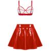 Zaldita Women's Rave Outfits Leather Sets Festivals 2 Pcs Wetlook Tops with Skirts for Club Party Set XX-Large view 2