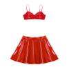 Zaldita Women's Rave Outfits Leather Sets Festivals 2 Pcs Wetlook Tops with Skirts for Club Party Set XX-Large view 3