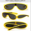 ALKAHE Oversized Pilot Sunglasses No Polarized Women Men Flat Top One Piece Frame Cycling Driving Sports Sun Glasses Yellow Frame Grey Lens view 3