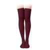 KINBOM 1 Pair Thigh High Socks, Cotton Soft Knee High Long Stockings Leg Warmers for Women Girls Christmas Cosplay (Burgundy) view 1