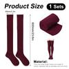 KINBOM 1 Pair Thigh High Socks, Cotton Soft Knee High Long Stockings Leg Warmers for Women Girls Christmas Cosplay (Burgundy) view 2