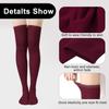 KINBOM 1 Pair Thigh High Socks, Cotton Soft Knee High Long Stockings Leg Warmers for Women Girls Christmas Cosplay (Burgundy) view 3