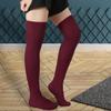 KINBOM 1 Pair Thigh High Socks, Cotton Soft Knee High Long Stockings Leg Warmers for Women Girls Christmas Cosplay (Burgundy) view 4