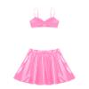 Freebily Womens Sexy Raves Dance Outfits Leather Bra Crop Tops with Mini Skrits for Club Performance Pink B 4X-Large view 3