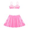 Freebily Womens Sexy Raves Dance Outfits Leather Bra Crop Tops with Mini Skrits for Club Performance Pink B 4X-Large view 4