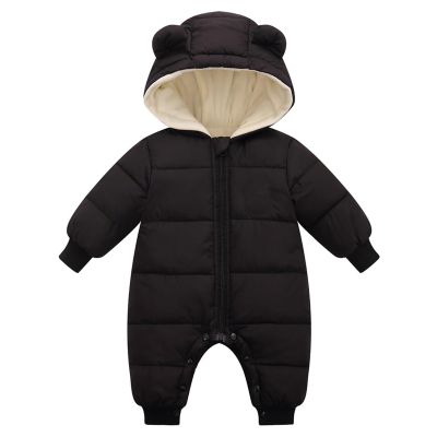 Baby Boys Girls Snowsuit Infant Winter Coat with Hoods Toddler Snow Wear Winter Hoodie Romper Puffer (Black, 3-6 Months)
