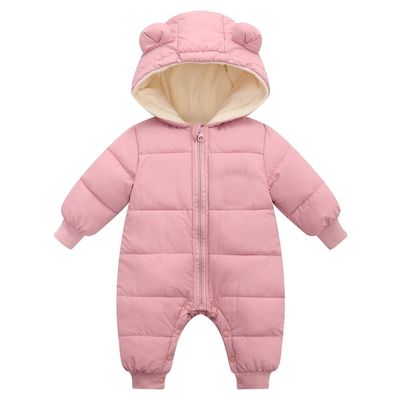 Baby Boys Girls Snowsuit Infant Winter Coat with Hoods Toddler Snow Wear Winter Hoodie Romper Puffer (Pink, 9-12 Months)