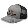 RIVEMUG I Love Boobs Trucker Hat Curved Bill Mid Crown Adjustable Cap Heather/Black view 1