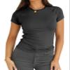 Abardsion Women Casual Raglan Sleeve Crewneck Slim T Shirts - 2026 Spring Summer Basic Activewear Going Out Tops(Dark Grey, L) view 1