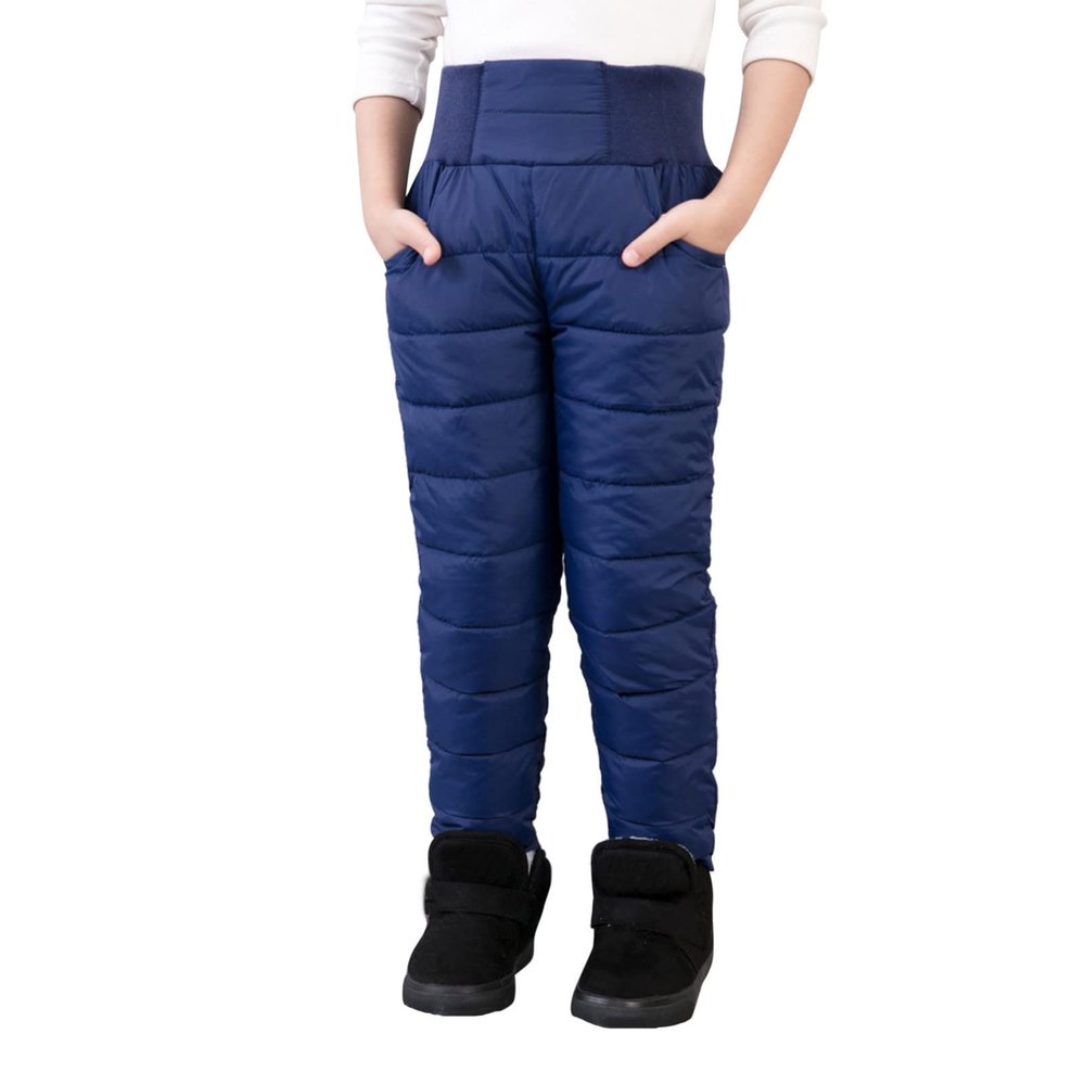 Kids Snow Ski Pants Water-proof Insulated Windproof Ripstop Snowboard Pants Boys Girls Activewear Down (Blue, 6-7 Years)
