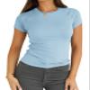 Abardsion Women Casual Raglan Sleeve Crewneck Slim T Shirts - 2026 Spring Summer Basic Activewear Going Out Tops(Light Blue, S) view 1