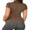 Abardsion Women Casual Raglan Sleeve Crewneck Slim T Shirts - 2026 Spring Summer Basic Activewear Going Out Tops(Brown, M) view 2