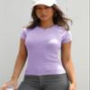 Abardsion Women Casual Raglan Sleeve Crewneck Slim T Shirts - 2026 Spring Summer Basic Activewear Going Out Tops(Light Purple, L) view 3