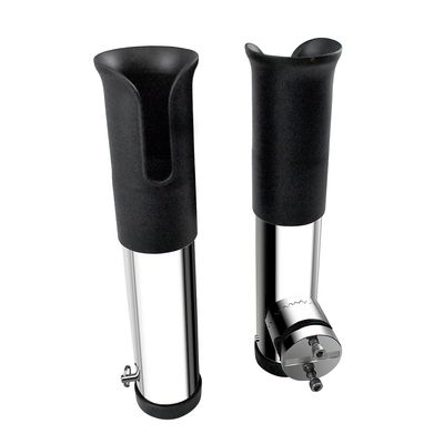Mojiate Made 2Pcs Stainless Clamp on Fishing Rod Holder, 316 Stainless Tournament Style Clamp on Fishing Rod Holder, Portable Fishing Pod Rack (Black)