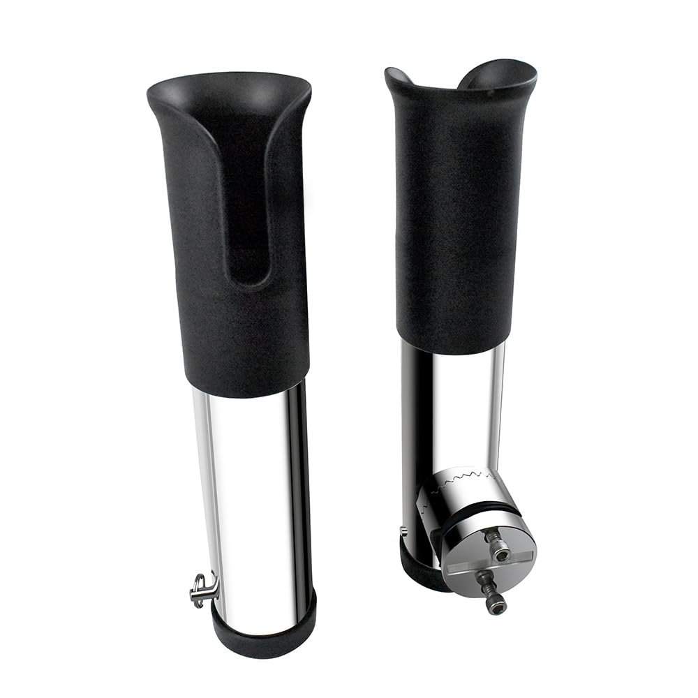 Mojiate Made 2Pcs Stainless Clamp on Fishing Rod Holder, 316 Stainless Tournament Style Clamp on Fishing Rod Holder, Portable Fishing Pod Rack (Black)