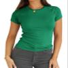 Abardsion Women Casual Raglan Sleeve Crewneck Slim T Shirts - 2026 Spring Summer Basic Activewear Going Out Tops(Green, L) view 1