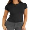 Abardsion Women Casual Raglan Sleeve Crewneck Slim T Shirts - 2026 Spring Summer Basic Activewear Going Out Tops(Black, 2XL) view 1
