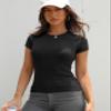 Abardsion Women Casual Raglan Sleeve Crewneck Slim T Shirts - 2026 Spring Summer Basic Activewear Going Out Tops(Black, 2XL) view 3