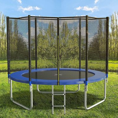 AOTOB 14 FT Trampoline with Safety Enclosure Net Combo Bounce Jump for Kids Outdoor with Spring Pad Waterproof Jump Mat & Ladder