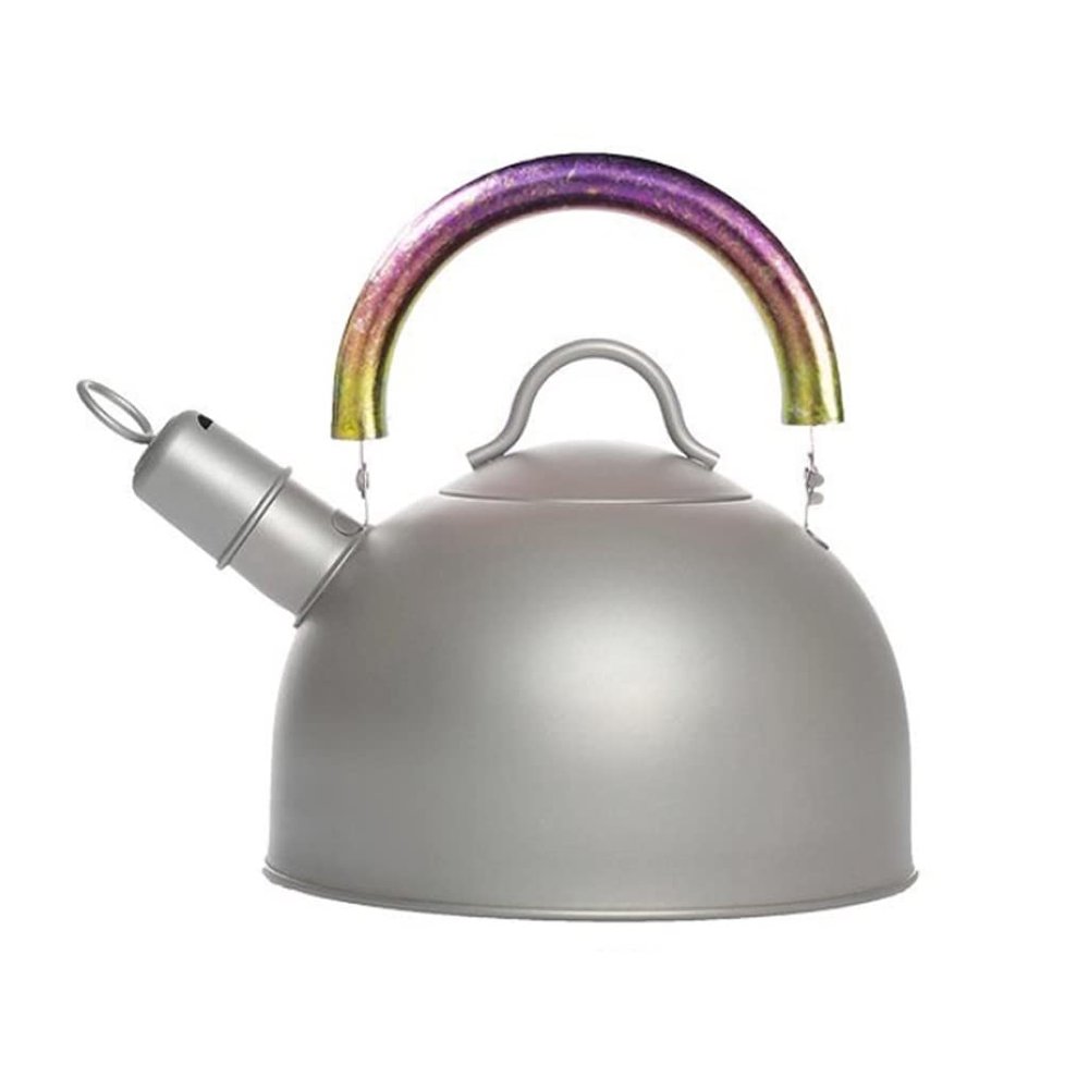 UNbit Kettle for Stove top 2L Titanium Kettle with Folding Handles Ultralight Pot with Warning Buzzer Coffee Tea for Outdoor Camping Backpacking Home Kitchen Supplies Teapots (Color : Purple)