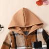 MERSARIPHY Toddler Baby Boy Outfits Baby Plaid Hoodies Flannel Jacket + Drawstring Pants Baby Fall Winter Clothes (Brown khaki, 3-6 Months) view 4