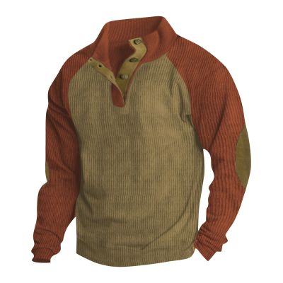 RTRDE Sweatshirts For Men, Athletic Henley Pullovers Casual Long Sleeve Thermal Button Sweatshirt Men Crewneck Sweatshirts Big And Tall Winter Jackets Sudadera Para Sweatshirt (3XL, Brown)